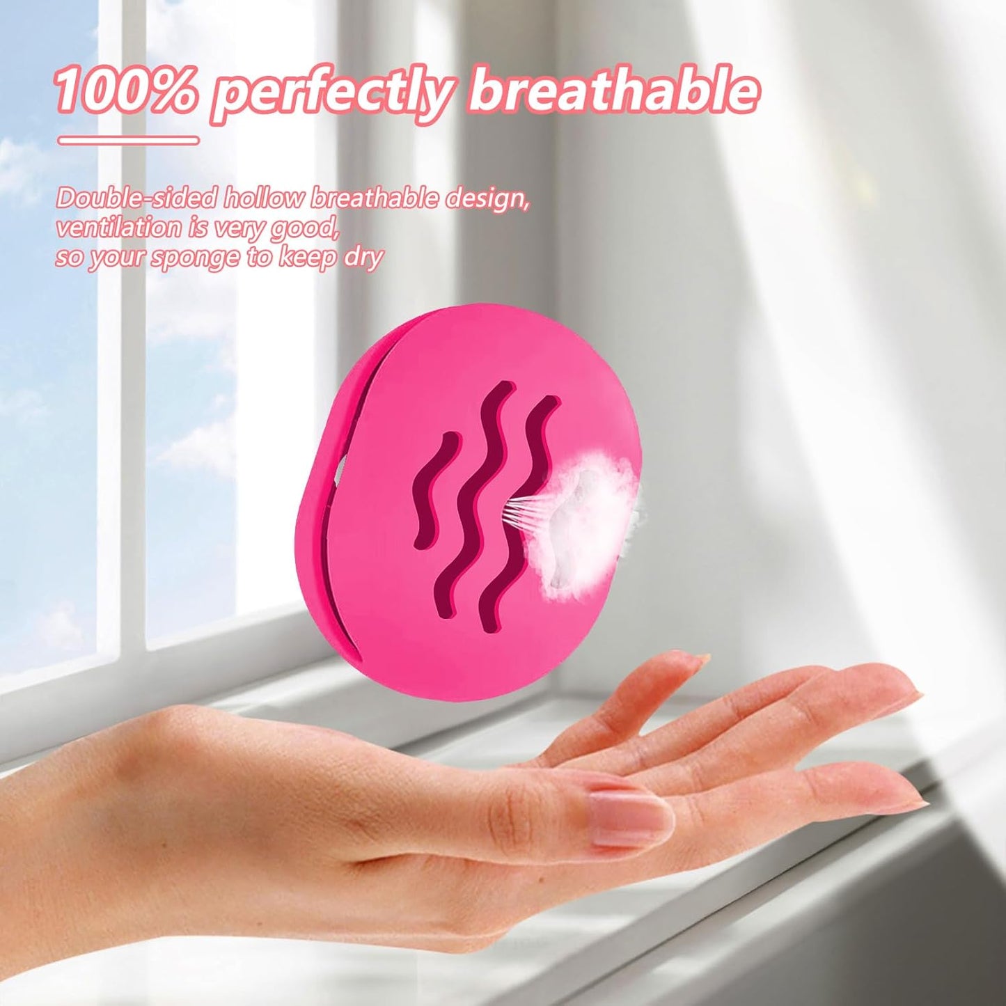 Beauty Blender Bolder Silicone Makeup Sponge Case Breathable Make Up Sponge Case Makeup Bag Essentials Suitable for Business or Travel（Rose）