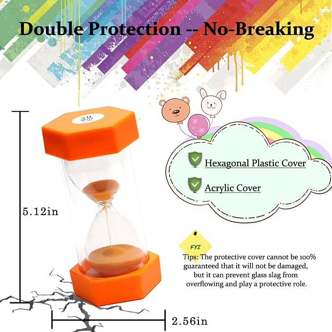 30 Minutes, Sand Timer, Hourglass Sand Timer, Kitchen Timer Digital for Cooking, Clock Timer, for Games, Classroom, Kitchen, Toothbrush Timer, Decoration, Orange