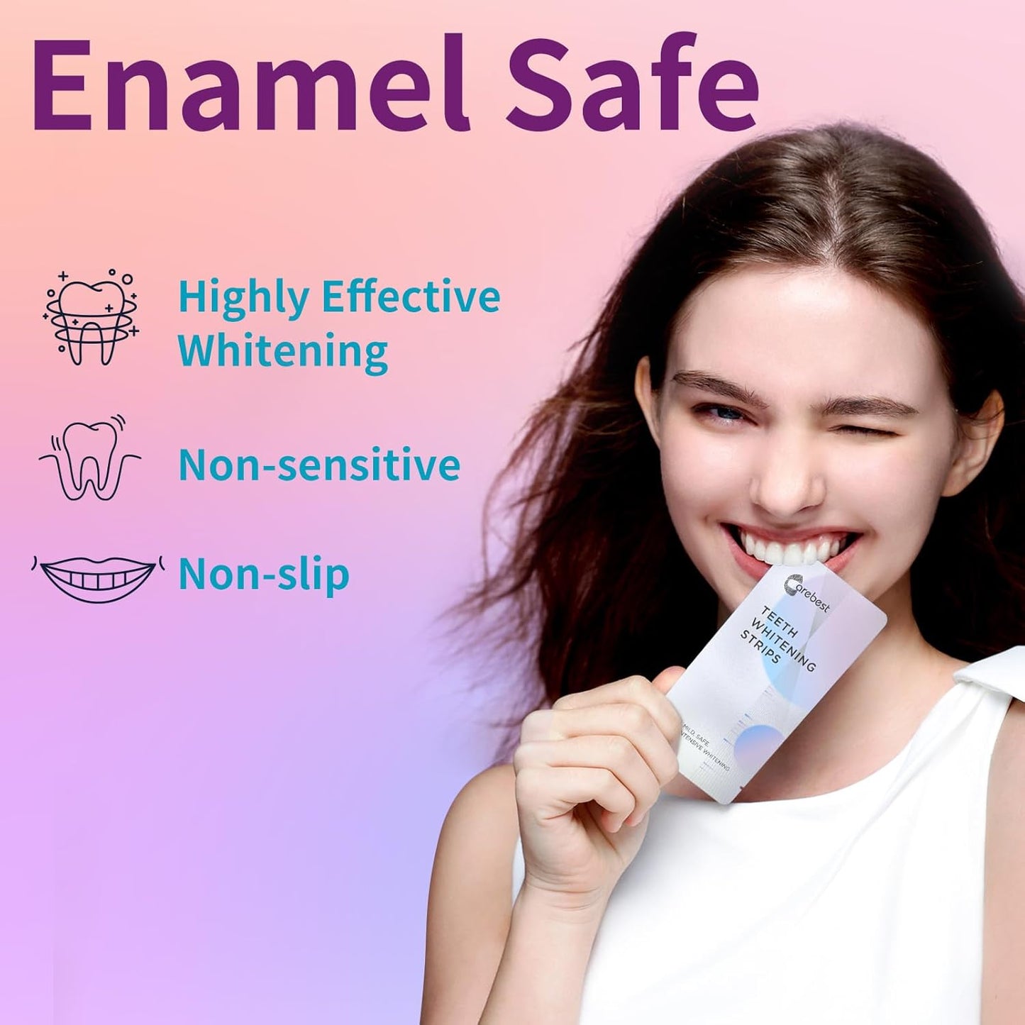 Coconut Whitening Strips,Enamel Safe Non-Slip Whitening Strips for Sensitive Teeth,18 Treatments Teeth Whitening Kit
