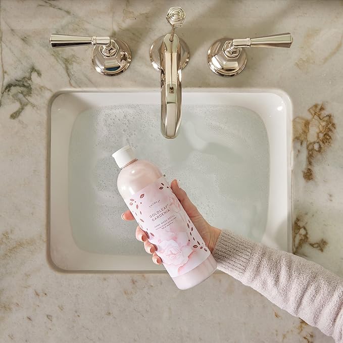 Thymes Hand Wash Refill - Lightly Scented Liquid Hand Soap for Bathroom and Kitchen Refill - Moisturizing Formula with Natural Ingredients (Goldleaf Gardenia, 24.5 fl oz)