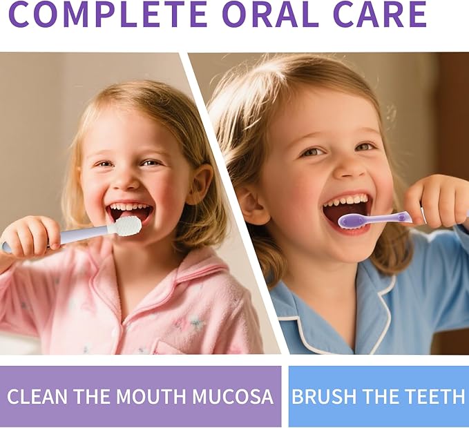 Toddler Tongue Scraper and Training Toothbrush Kit, Tongue Cleaner Combo for Toddlers, Toddler Toothbrush Ages 4-8