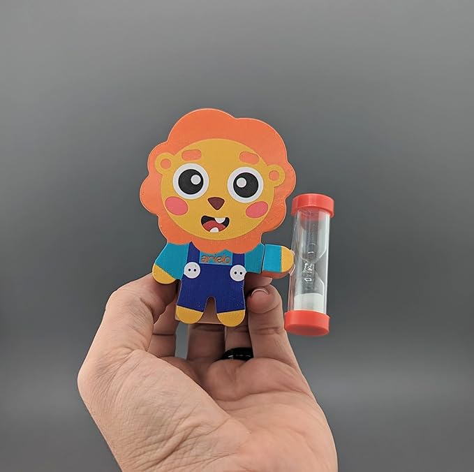 Arielo Lion Toothbrush Holder - Kids Toothbrush with Timer - Autism & Sensory Kids (Leo)