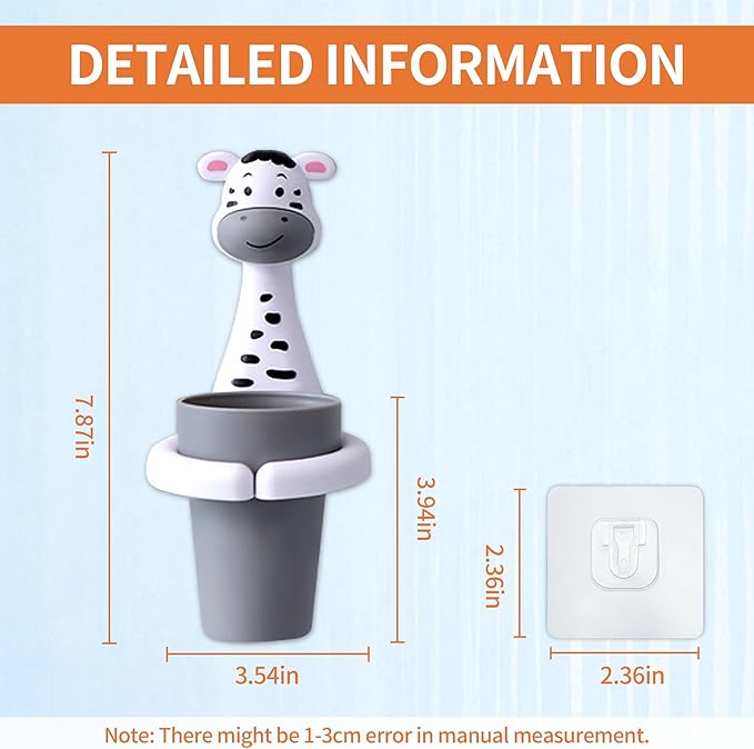 Kids Toothbrushes Holder Animal Tooth Cup Holder Wall Mounted Sucker Toothpaste Storage Set Cute Household Toothpaste Rack Mouthwash Cup Rack for Children,No Punching Shelf Bracket with Cup