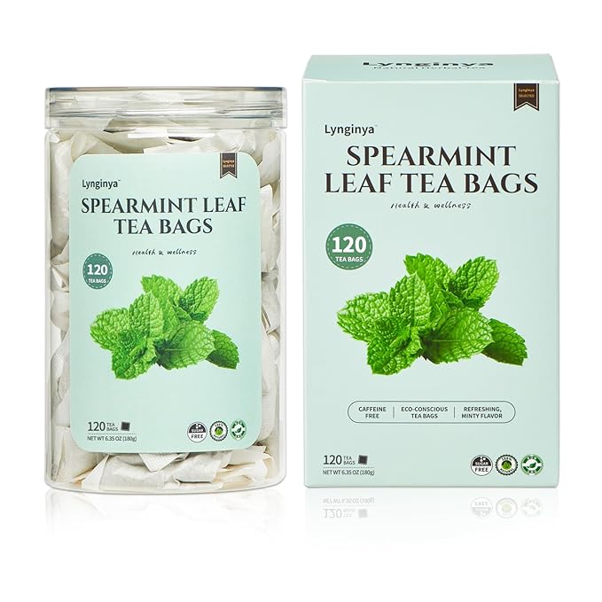 Lynginya Spearmint Tea, 120 Tea Bags - Premium Spearmint Leaves - Natural Herbal Tea - Refreshing & Minty - No Sugar & No Caffeine