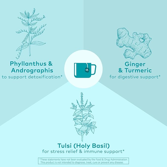 Organic India Tulsi Cleanse Detox Tea - Holy Basil, Ginger, Turmeric, Herbal Tea, Stress Relieving & Cleansing, Immune Support, Adaptogen, Organic, Non-GMO, Caffeine-Free - 18 Infusion Bags, 6 Pack