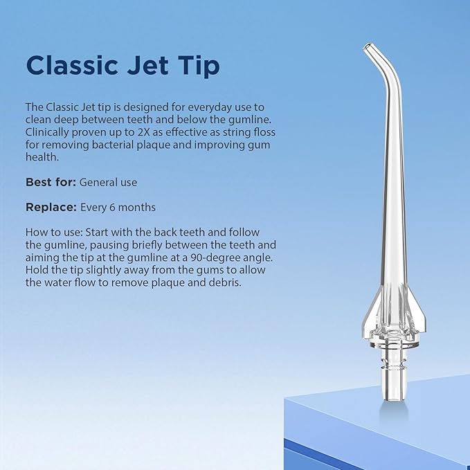 6 Replacement Heads for COSLUS C20(F5020E) Water Flosser and 1 Storage Case (6 Classic Jet Tips + Storage Case Bundle)