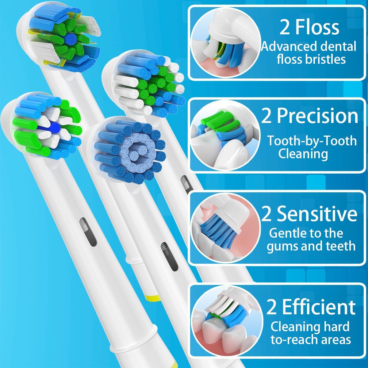 Replacement Heads Compatible with Oral B Braun Electric Toothbrush, Replacement Toothbrush Heads Fit for Oral-b Pro 1000/7500/3000/7000/8000/500, 8 Packs (White)
