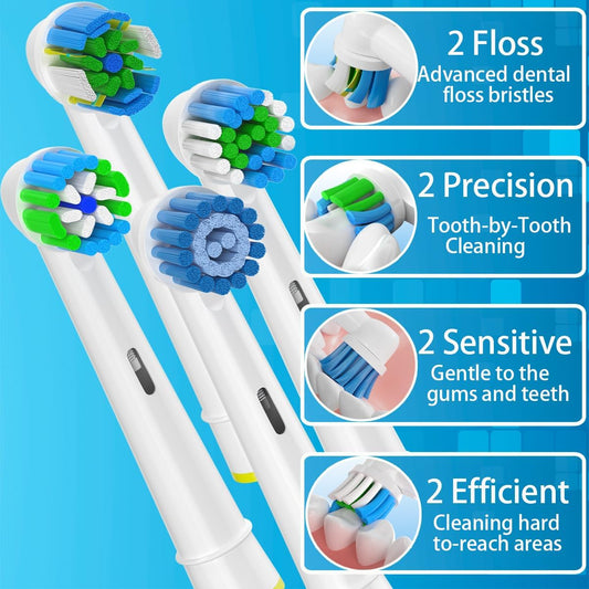 Replacement Heads Compatible with Oral B Braun Electric Toothbrush, Replacement Toothbrush Heads Fit for Oral-b Pro 1000/7500/3000/7000/8000/500, 8 Packs (White)