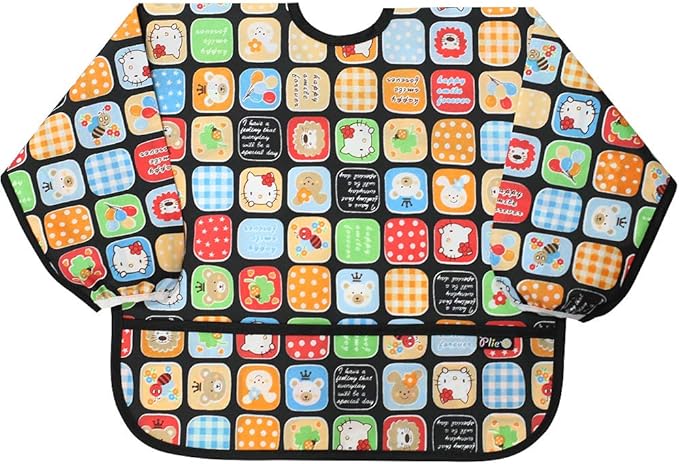 Long Sleeve Waterproof Bib for Toddlers – Soft Feeding Smock for Baby Mealtime, Self-Feeding,BPA-Free, Easy Clean