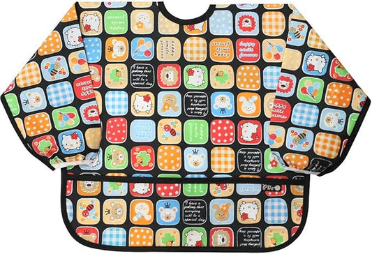 Long Sleeve Waterproof Bib for Toddlers – Soft Feeding Smock for Baby Mealtime, Self-Feeding,BPA-Free, Easy Clean