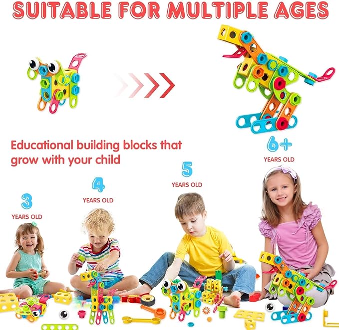 Contixo ST3 Kids Toys - 223 PCs 3D Building Blocks STEM Construction Playboards Creativity, Imagination, Recreational, Educational for Children Toddler, 3+ Year Old Boys and Girls