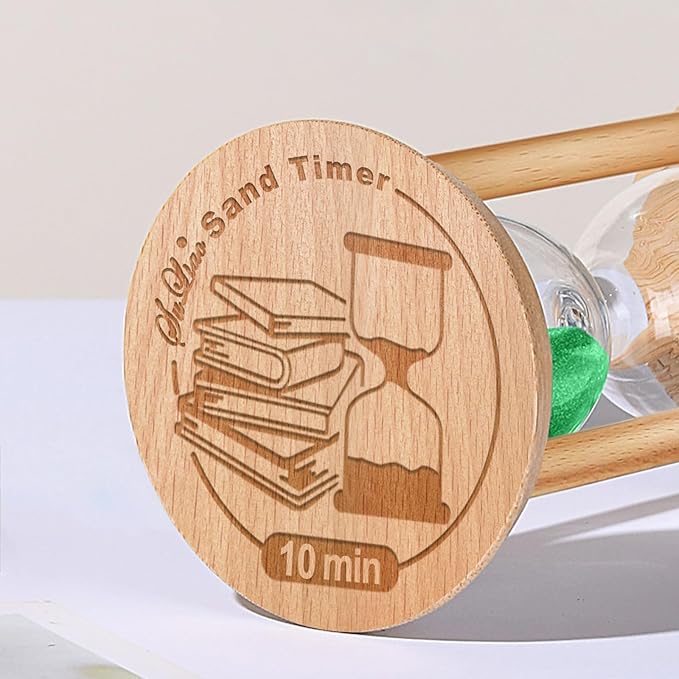 SuLiao Wooden Sand Timer 10 Minute Hourglass, Wood Turquoise Sand Clock, Small Watch 10 Min Timer, Hour Glass Sandglass for Home, Reloj De Arena, Office, Decorative, Game, Classroom