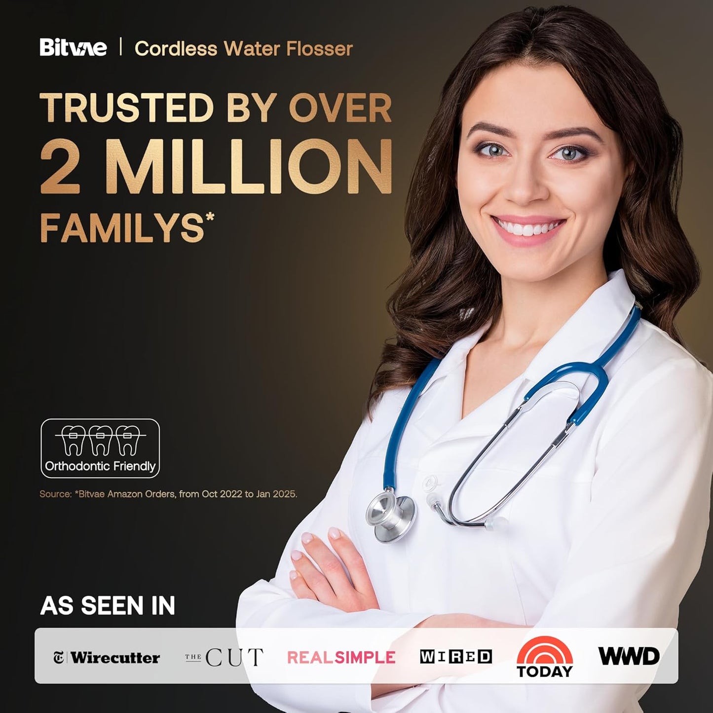 Bitvae Water Dental Flosser Teeth Pick, Cordless Flosser for Travel with 6 Jet Tips, 3 Modes 5 intensities, IPX7 Waterproof Portable & Rechargeable Oral Irrigator Cleaner, Sky Blue