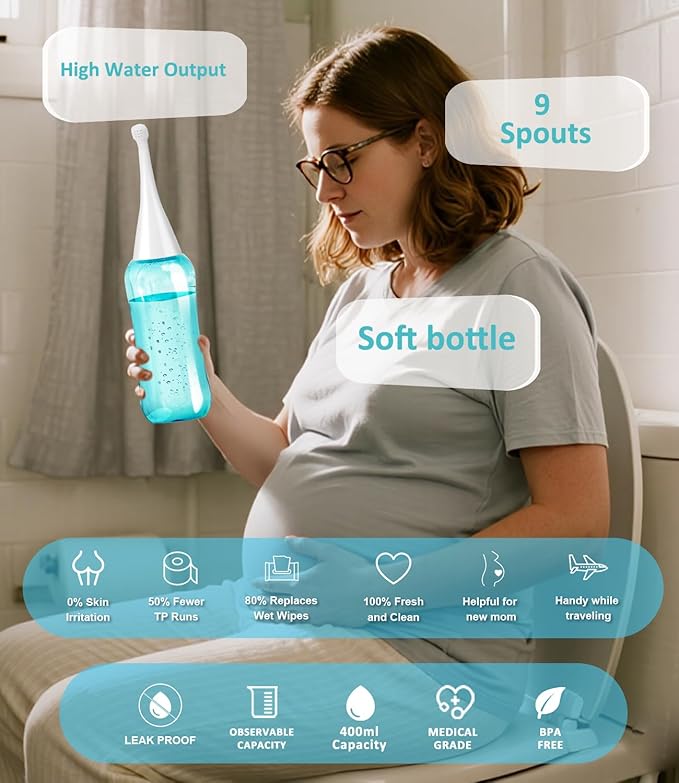 Peri Bottle -Personal Hygiene- Perineal Recovery and Cleansing-Pregnancy Cleansing-Postpartum Care - Simple and Easy to Carry - 400ml - Green