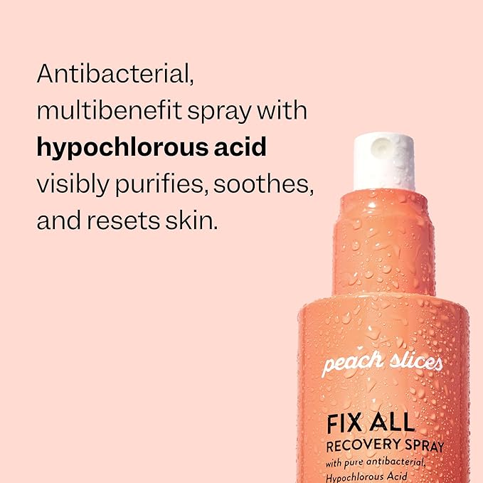 Peach Slices - Fix All Recovery Spray (4 oz) - Purify, Soothe, & Relieve - Zits, Stressors, & Redness - Hypochlorous Acid Spray - Electrolyzed Water - Vegan & Cruelty Free - Korean Skin Care & Beauty