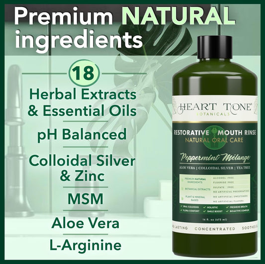 Nano Silver Mouthwash | All Natural | Adult Restorative Mouth Rinse | Aloe Vera, Colloidal Silver, & Tea Tree | Complete Oral Care & Fresh Breath | Fluoride, GMO, & Alcohol Free