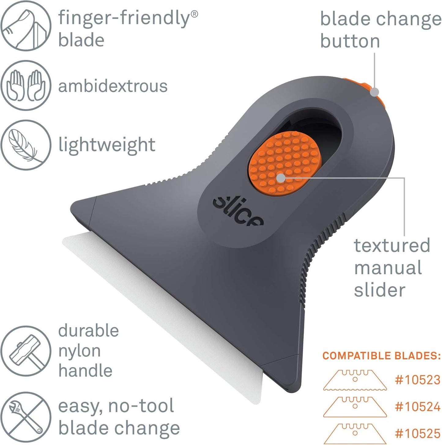 Slice 10594-CS Small Scraper, Ceramic Blade, Lasts 11x Longer Than Metal, Finger Friendly, Never Rusts, No Strain on Thumb or Hand, Blade Locks in Position, Compact Size, Left or Right Hand, 12 Pack