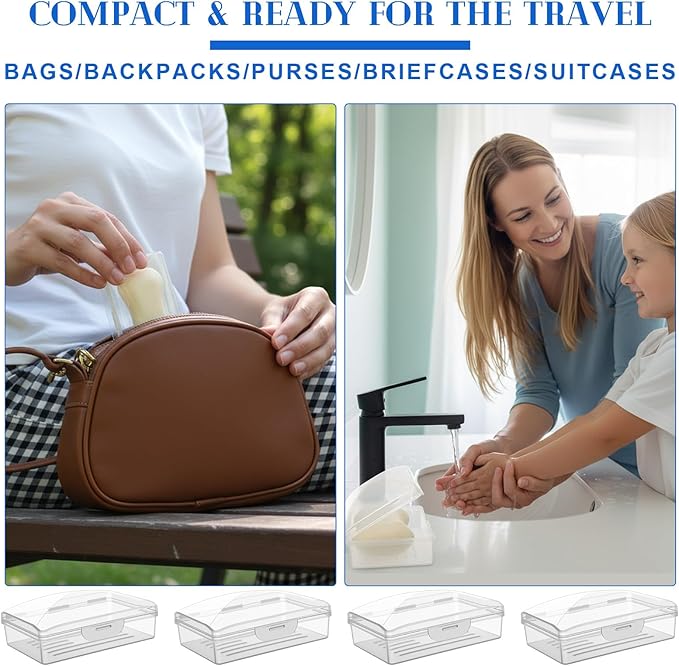 24 Pcs Travel Soap Container Portable Plastic Soap Boxes Bulk with Lid Homeless Donations Bulk Gym Shower Tour Groups Hotel Outdoor Camping (Clear)