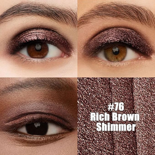 evpct Rich Brown Shimmer Cream Eye Shadow Sticks Brightener Pencils for Women, Dark Brown Silky Eyeshadow Applicator Stick Pen Waterproof, Blendable Crease-Proof Stick Eyeshadow Shimmer Eye Makeup 76