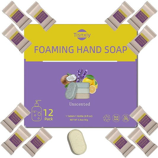 Foaming Hand Soap Tablet Refills - 12 Count- 96 fl oz total (12x 8 fl oz) - Eco-Friendly Foaming Hand Soap Refill - Gentle on Hands, Kind to Earth - Unscented