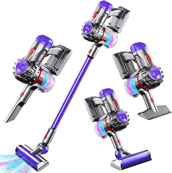 Kids Vacuum That Really Works, Toddler Vacuum Toy That Works, Toy Baby Working Play Child Size Real Mini Vacuum Cleaner with Real Suction Cleaning Set for Kids Toddlers 3-5 (Violet)