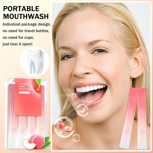 40PCS Peach Oral Care Travel Mouthwash,Fresh Breath Travel Size Mouthwash,Individually Wrapped Mini Mouth Wash,Refreshing Oral Mouth Rinse,Oral Cleaning Mouth Wash for Adults