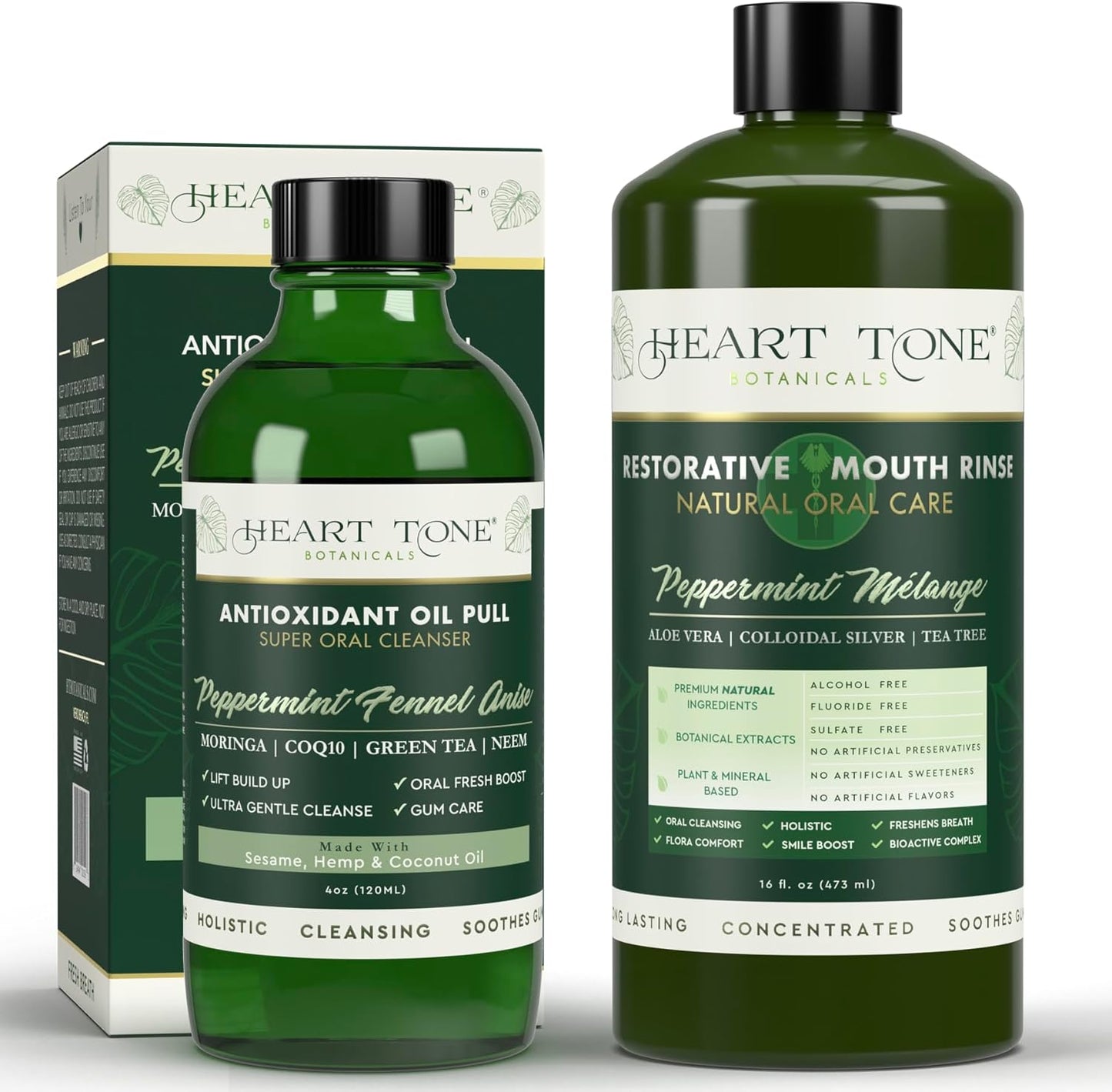 Oral Care Bundle – Oil Pulling & Nano Silver Mouthwash – Natural Teeth & Oral Support, Fresh Breath, Fluoride-Free, Alcohol-Free, USA Made – 2-Pack