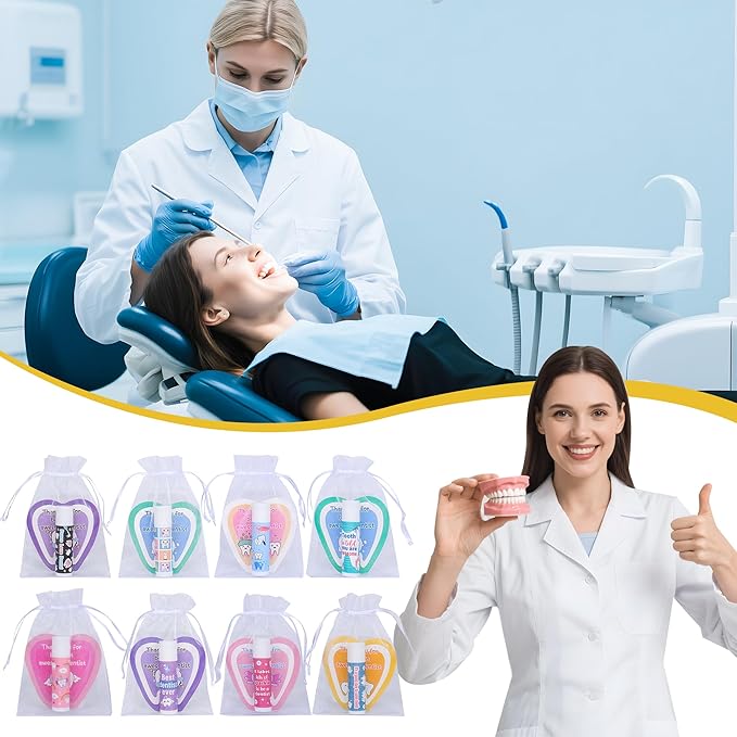 24 Pcs Dentist Gifts Include Lip Balm Thank You Tag Organza Bag Dental Gift for Dental Hygienist Dental Assistant Nurse Suitable Birthday Christmas Thanksgiving Gifts