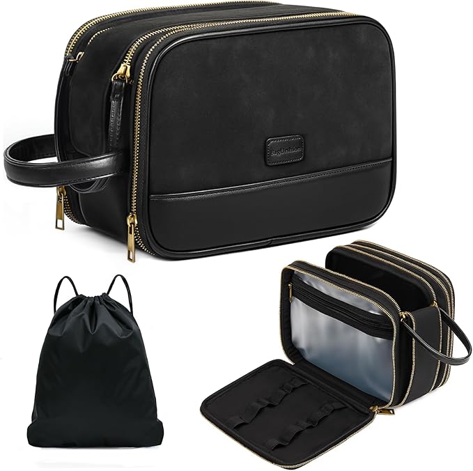 Large Mens Toiletry Travel Bag,Shaving Bag for Toiletries,Hygiene Bag for Men Toiletries Accessories (Black)