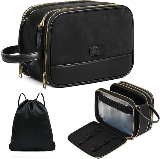 Large Mens Toiletry Travel Bag,Shaving Bag for Toiletries,Hygiene Bag for Men Toiletries Accessories (Black)