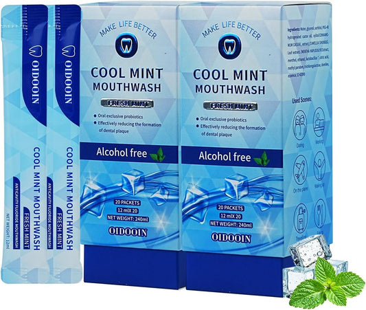 Travel Size Mouthwash, Alcohol-Free and Fluoride-Free, Probiotics for Fresh Breath and Dry Mouth Relief, Freshens Breath for 12 Hours – 40 Strips, 0.41Fluid Ounces Each