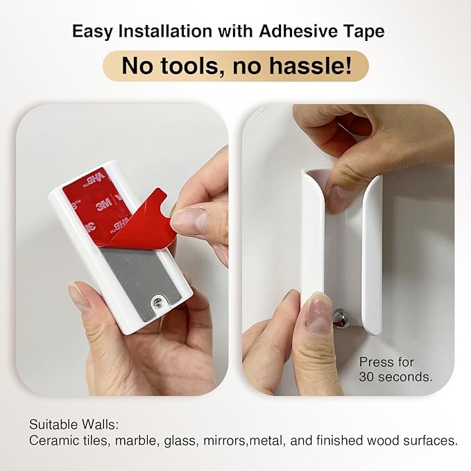 Electric Toothbrush Holder for Bathroom, Wall-Mounted Toothbrush Stand with Self-Adhesive, Compact Bathroom Caddy for Electric Toothbrushes (White-4pcs)