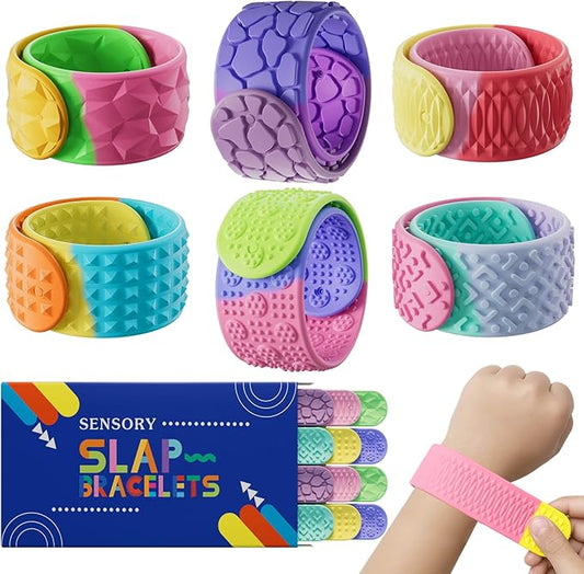 Sensory Slap Bracelets for Kids Teens,12PCS Fidget Toys Snap Bracelets for Stress Anxiety Autistic ADHD,Calm Down Classroom Travel Essentials Toys,Stuffers Gifts for Kids Boys Girls
