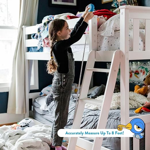 Handy Famm 8ft Blue Bird Tape Measure for Kids – STEM Educational Tool with Level, Protractor, Retractable Design - DIY Construction Toy, Child-Safe Measuring Tapes, Gift for Boys & Girls 3+