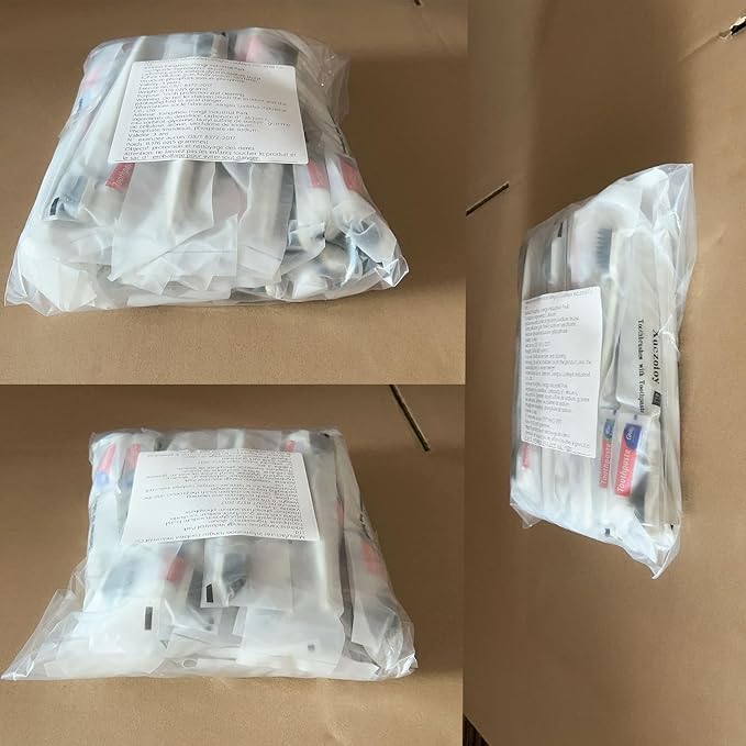 Disposable Toothbrushes with Toothpaste,100 Pack Individually Wrapped Disposable Travel Toothbrushes Kit in Bulk for Homeless,Nursing Home,Hotel,Charity (Apricot+Green)