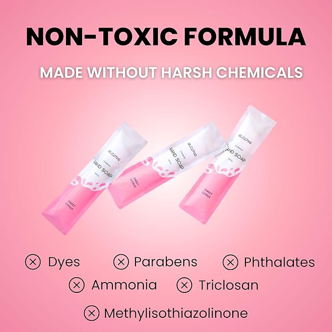 Foaming Hand Soap Refills (10 Pack), Concentrated Powder Soap Refills, Make 10 Bottles of Eco Friendly, Non Toxic, Plastic Free Foaming Hand Wash (Sweet Citrus)