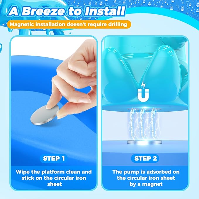 Water Table Pump - Cordless & Rechargeable Water Pump for Water Table with Magnetic Octopus Design, Quick-Install Outdoor Sand/Water Play Toys & Durable Accessories for Toddlers Kids (Green)