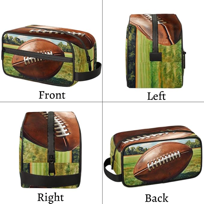 Rugby Ball Boys Travel Toiletry Bag Waterproof Wash Bag Shower Shaving Bag Cosmetic Organizer Makeup Bag Portable Toiletries Accessories for Women Men Rugby