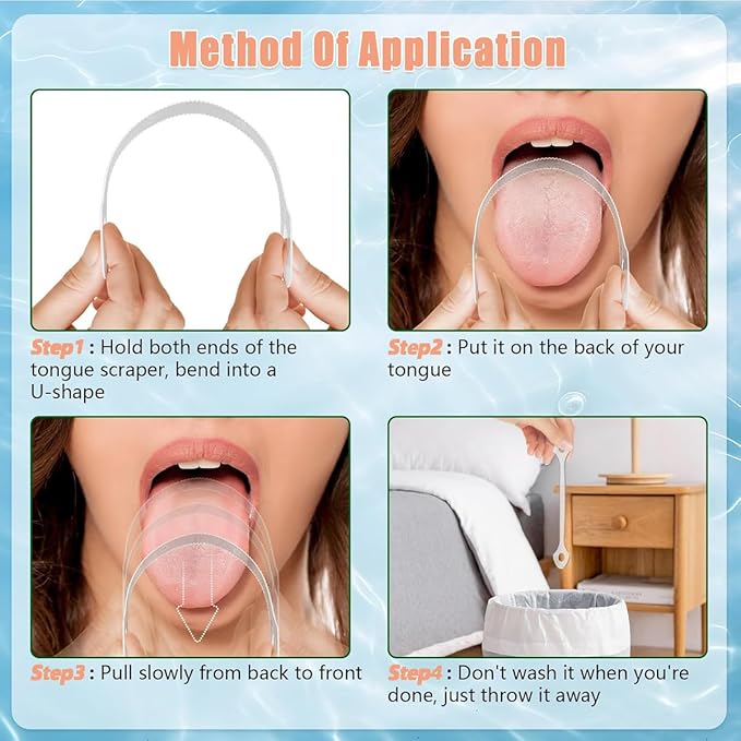 20 Count Disposable Tongue Scraper, Tongue Cleaner for Adults and Kids, Ergonomic plastic tongue scraper,Tongue Scrubber for Oral Care,Reduce Bad Breath,Promote Fresh Breath