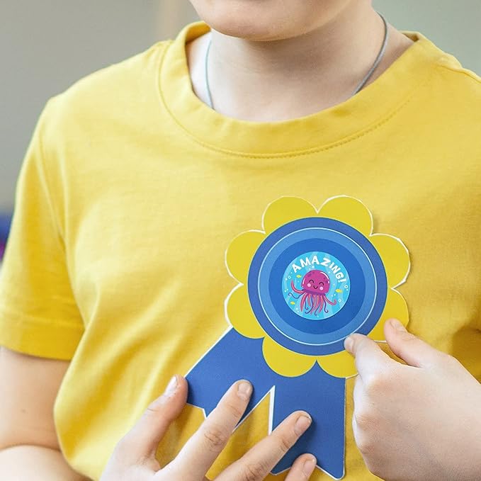 Sweetzer & Orange Reward Stickers for Teachers, 1008 Decals for Kids in 9 Designs, 1 Inch School Tags on Sheets, Classroom Teacher Supplies, Potty Training Badges and Motivational Chart