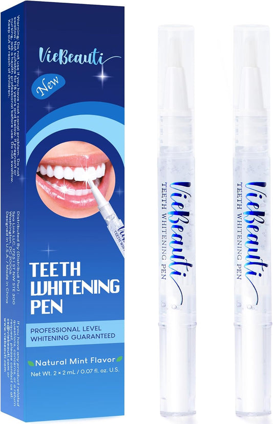 VieBeauti Teeth Whitening Pen (2 Pcs), 20+ Uses, Effective, Painless, No Sensitivity, Travel-Friendly, Easy to Use, Beautiful White Smile, Mint Flavor