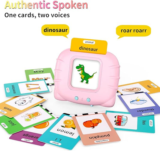 ABC Talking-Flash-Cards with 252 Sight Words, Christmas Birthday Gifts for Girls 2 3 4 5 6 Years, Language Therapy Toys for Autistic Children, Learning Toys for Toddlers Ages 2-6, Pink