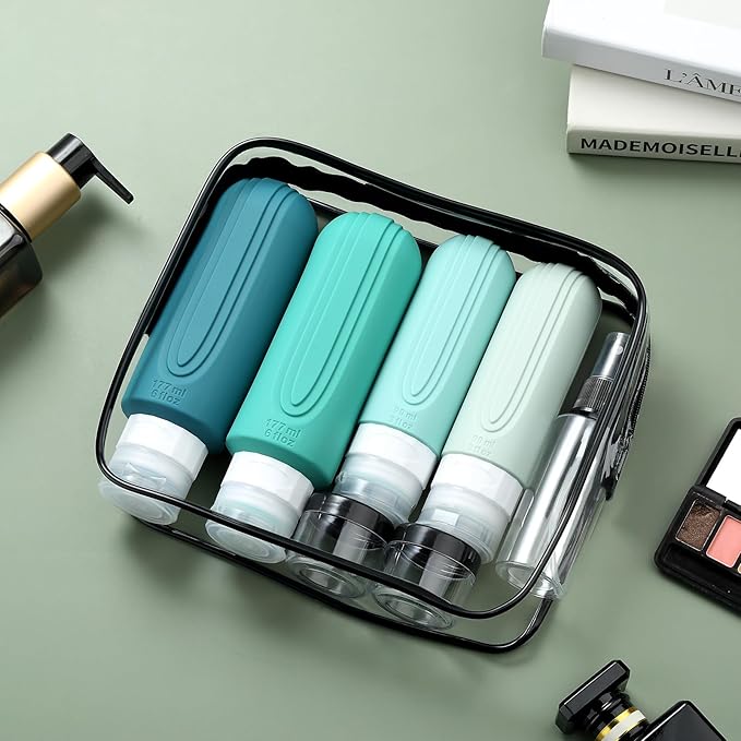 16 Pack Travel Bottles for Toiletries, Oversize 6oz Silicone Travel Containers, Leak Proof Refillable Liquid Shampoo And Conditioner Travel Essentials