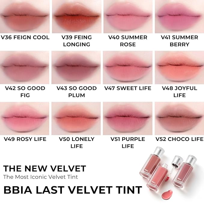 BBIA Last Velvet Tint NEW - Soft Creamy Matte Finish Lip Stain, Blur Effect & Velvety Texture, Long-Lasting, High Pigment, Non-Drying, Vegan, Korean Lip Makeup (V11 CALM BOSS, Pack of 1)