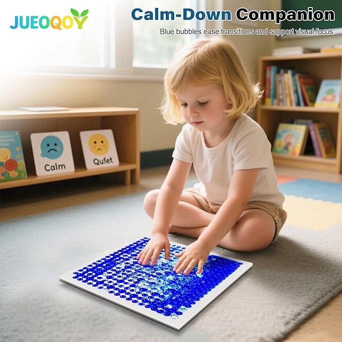 Liquid Sensory Floor Tiles for Kids Ages 3+, 12" Textured Step-On Tiles with Non-Slip Base, Interactive Color-Flow, Assorted Colors, Classroom Sensory Path Set (6-Pack)