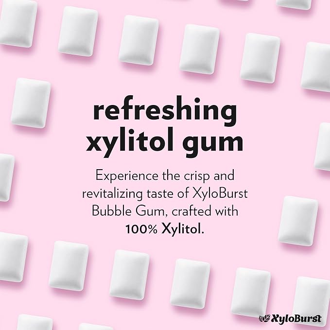 XyloBurst Gum | Xylitol Chewing Gum | Sugar Free, Gluten Free, Keto Friendly | Aspartame Free Gum For Oral Health | Bubble | 500-Count Bag