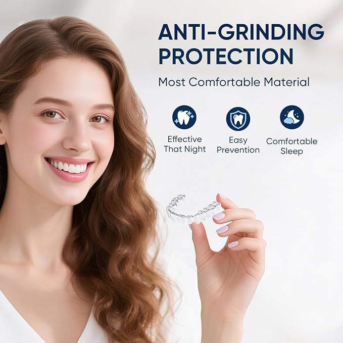 Mouth Guard for Clenching Teeth at Night, Mouth Guard for Grinding Teeth at Night, Comfortable & Reusable Adult Teeth Grinding Mouthguards for Sleeping, Includes 8pcs & 2 Travel Case