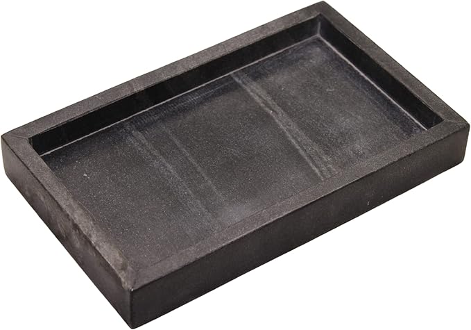 Natural Black Marble Tray for Bathroom | Kitchen | Vanity | Desktop, Stone Organizer for Coffee Table, Dresser, Nightstand, Candles, Soap, Towel, Plant, Jewelry (10" x 6"), Rectangular