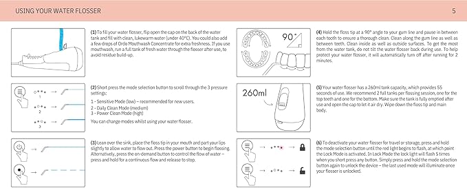 Ordo Water Flossers for Teeth, Cordless IPX7 Waterproof Oral Irrigator, 3 Pressure Settings, Portable, Rechargeable Electric Sonic Flosser, Dental Professional Recommended, Arctic Blue
