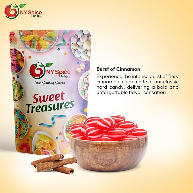 NY Spice Shop Cinnamon Candy - 1 Pound Cinnamon Discs Hard Candy - Cinnamon Bulk Hard Candy - Red Hot Cinnamon Candy Disks for Party Decorations